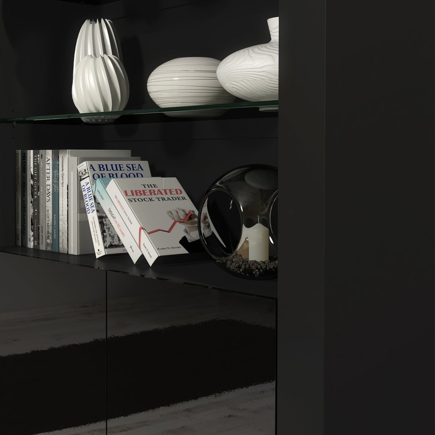 Display Cabinet – 170cm – High Gloss Doors – LED or Non-LED – Modern Showcase Sideboard – LUNARO