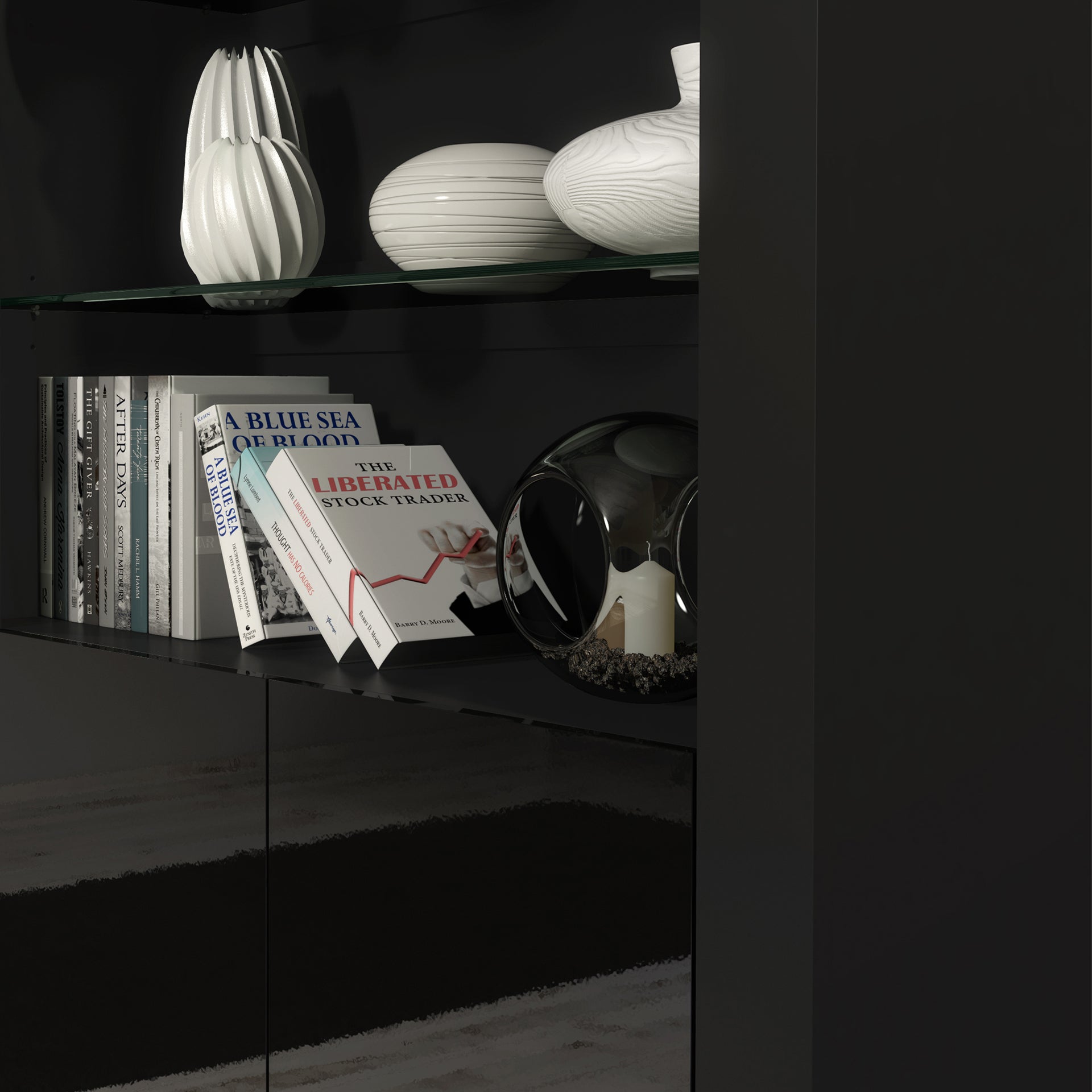 Display Cabinet – 170cm – High Gloss Doors – LED or Non-LED – Modern Showcase Sideboard – LUNARO