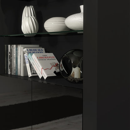 Display Cabinet – 170cm – High Gloss Doors – LED or Non-LED – Modern Showcase Sideboard – LUNARO