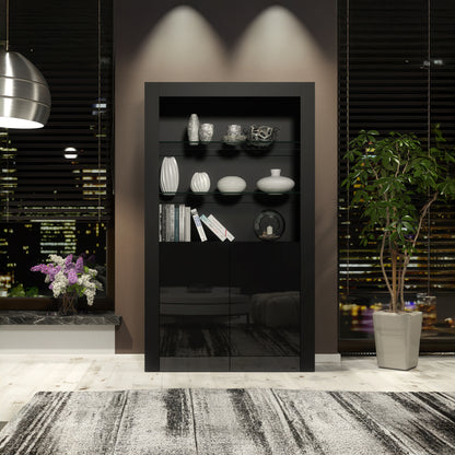 Display Cabinet – 170cm – High Gloss Doors – LED or Non-LED – Modern Showcase Sideboard – LUNARO