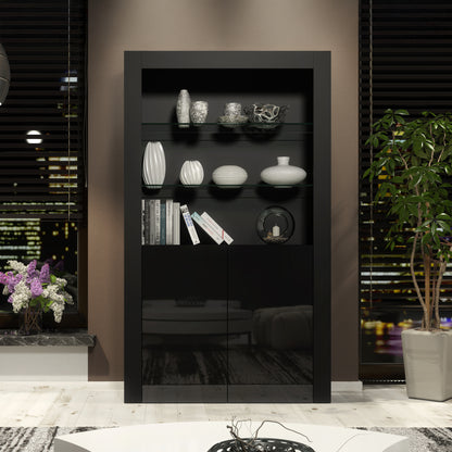 Display Cabinet – 170cm – High Gloss Doors – LED or Non-LED – Modern Showcase Sideboard – LUNARO