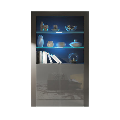 Display Cabinet – 170cm – High Gloss Doors – LED or Non-LED – Modern Showcase Sideboard – LUNARO