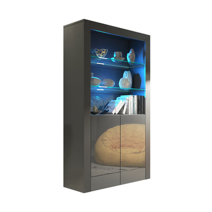 Display Cabinet – 170cm – High Gloss Doors – LED or Non-LED – Modern Showcase Sideboard – LUNARO