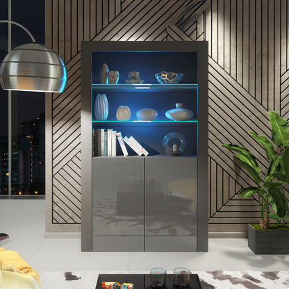 Display Cabinet – 170cm – High Gloss Doors – LED or Non-LED – Modern Showcase Sideboard – LUNARO