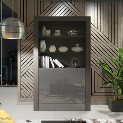 Display Cabinet – 170cm – High Gloss Doors – LED or Non-LED – Modern Showcase Sideboard – LUNARO