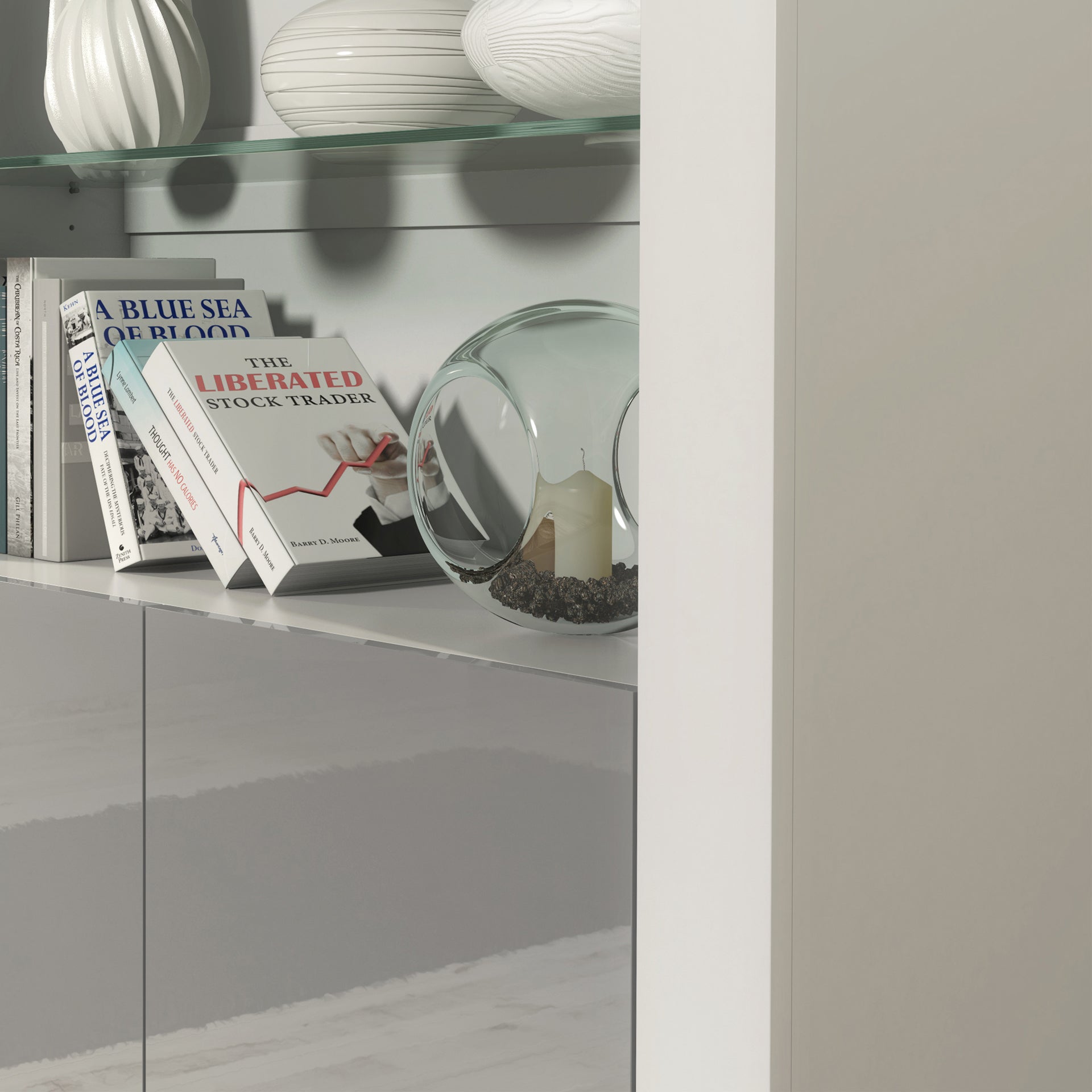 Display Cabinet – 170cm – High Gloss Doors – LED or Non-LED – Modern Showcase Sideboard – LUNARO