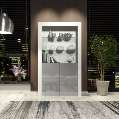 Display Cabinet – 170cm – High Gloss Doors – LED or Non-LED – Modern Showcase Sideboard – LUNARO