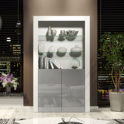 Display Cabinet – 170cm – High Gloss Doors – LED or Non-LED – Modern Showcase Sideboard – LUNARO