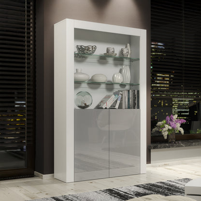 Display Cabinet – 170cm – High Gloss Doors – LED or Non-LED – Modern Showcase Sideboard – LUNARO