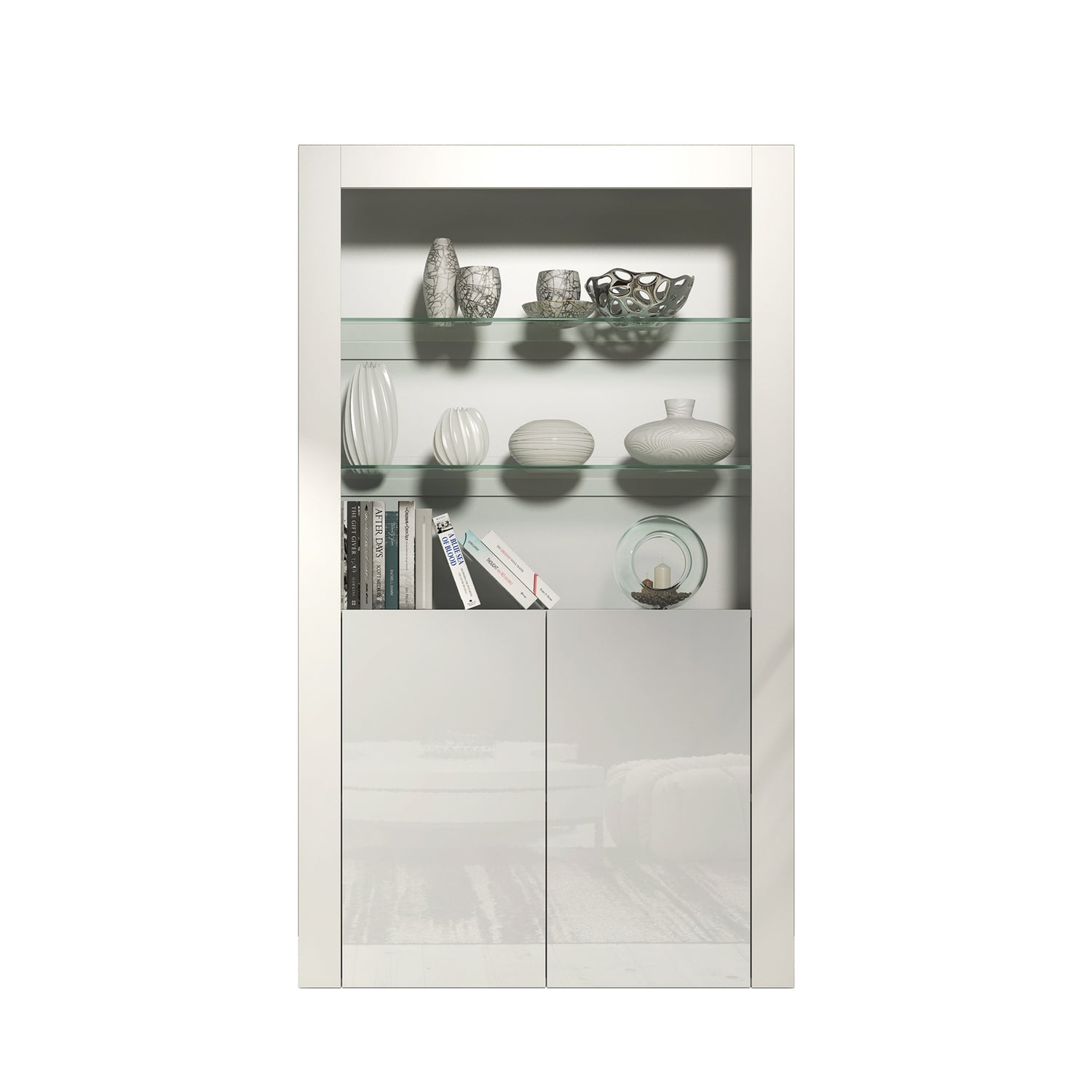 Display Cabinet – 170cm – High Gloss Doors – LED or Non-LED – Modern Showcase Sideboard – LUNARO