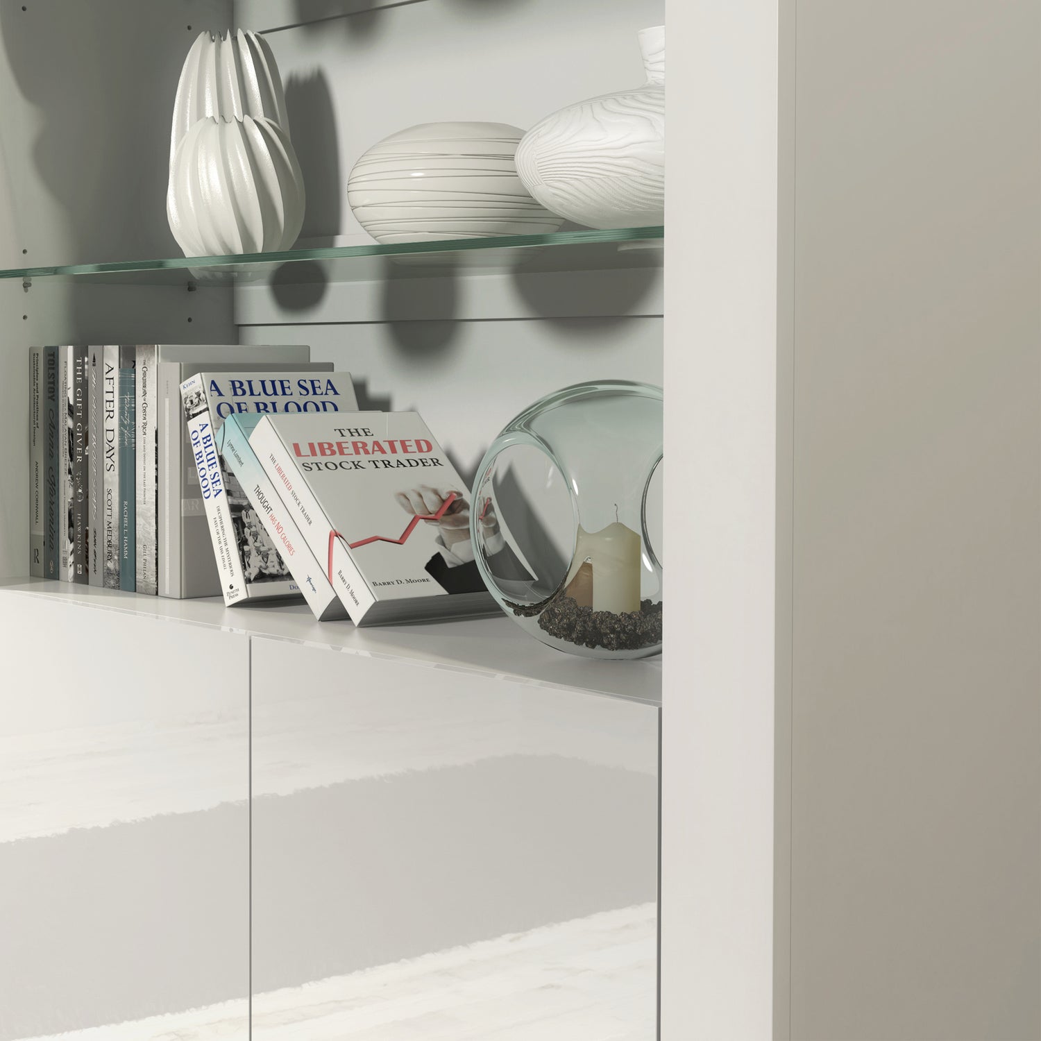 Display Cabinet – 170cm – High Gloss Doors – LED or Non-LED – Modern Showcase Sideboard – LUNARO