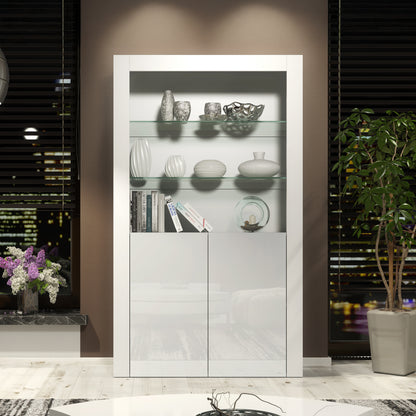 Display Cabinet – 170cm – High Gloss Doors – LED or Non-LED – Modern Showcase Sideboard – LUNARO