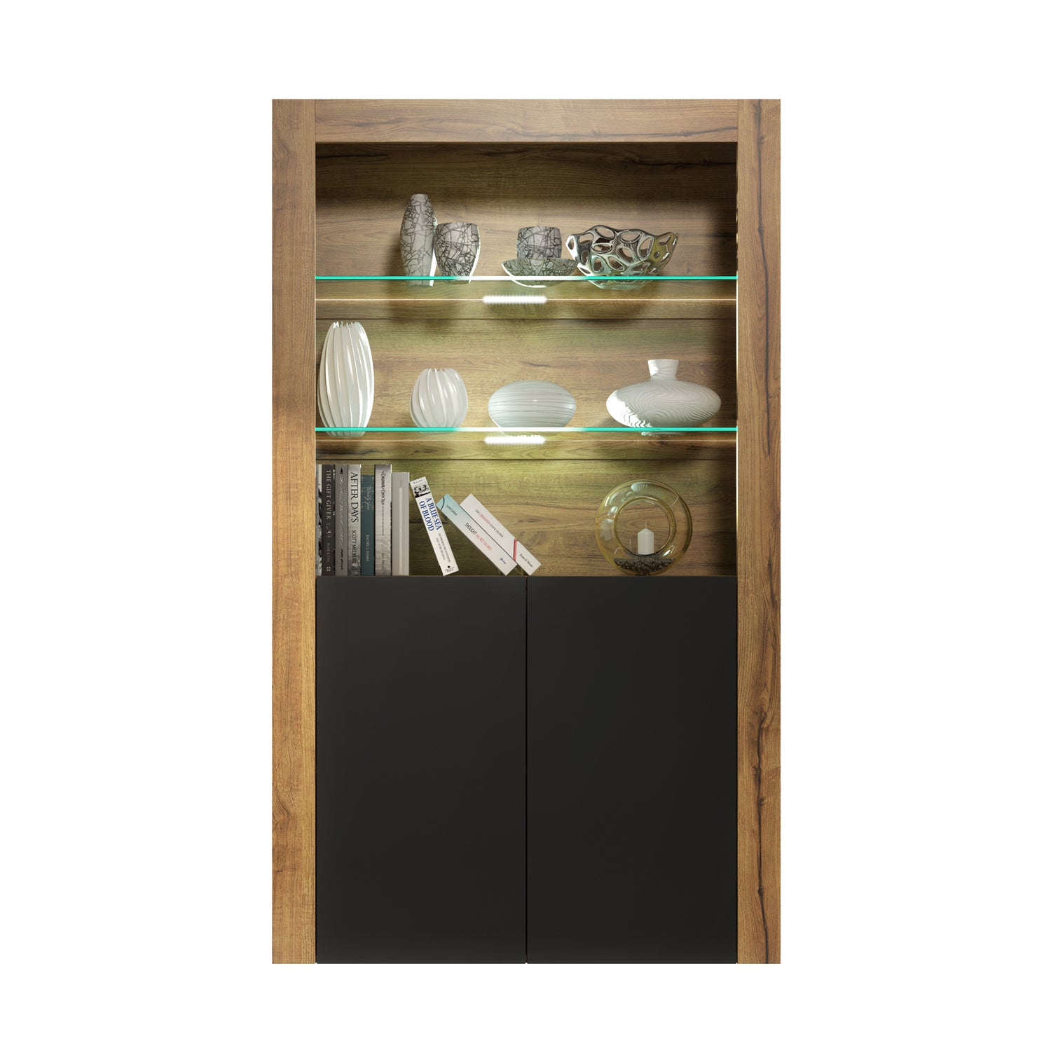 Display Cabinet – 170cm – High Gloss Doors – LED or Non-LED – Modern Showcase Sideboard – LUNARO