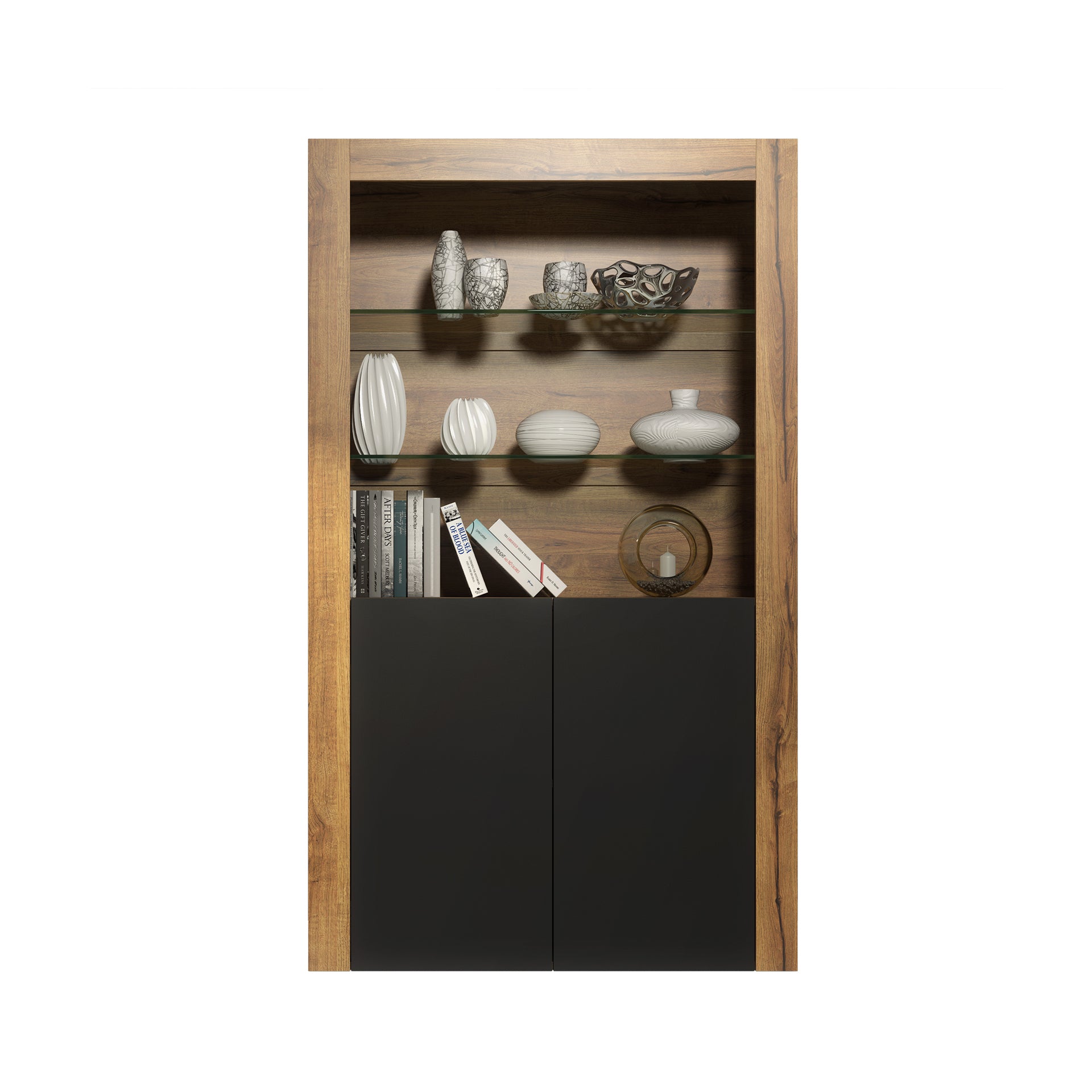 Display Cabinet – 170cm – High Gloss Doors – LED or Non-LED – Modern Showcase Sideboard – LUNARO