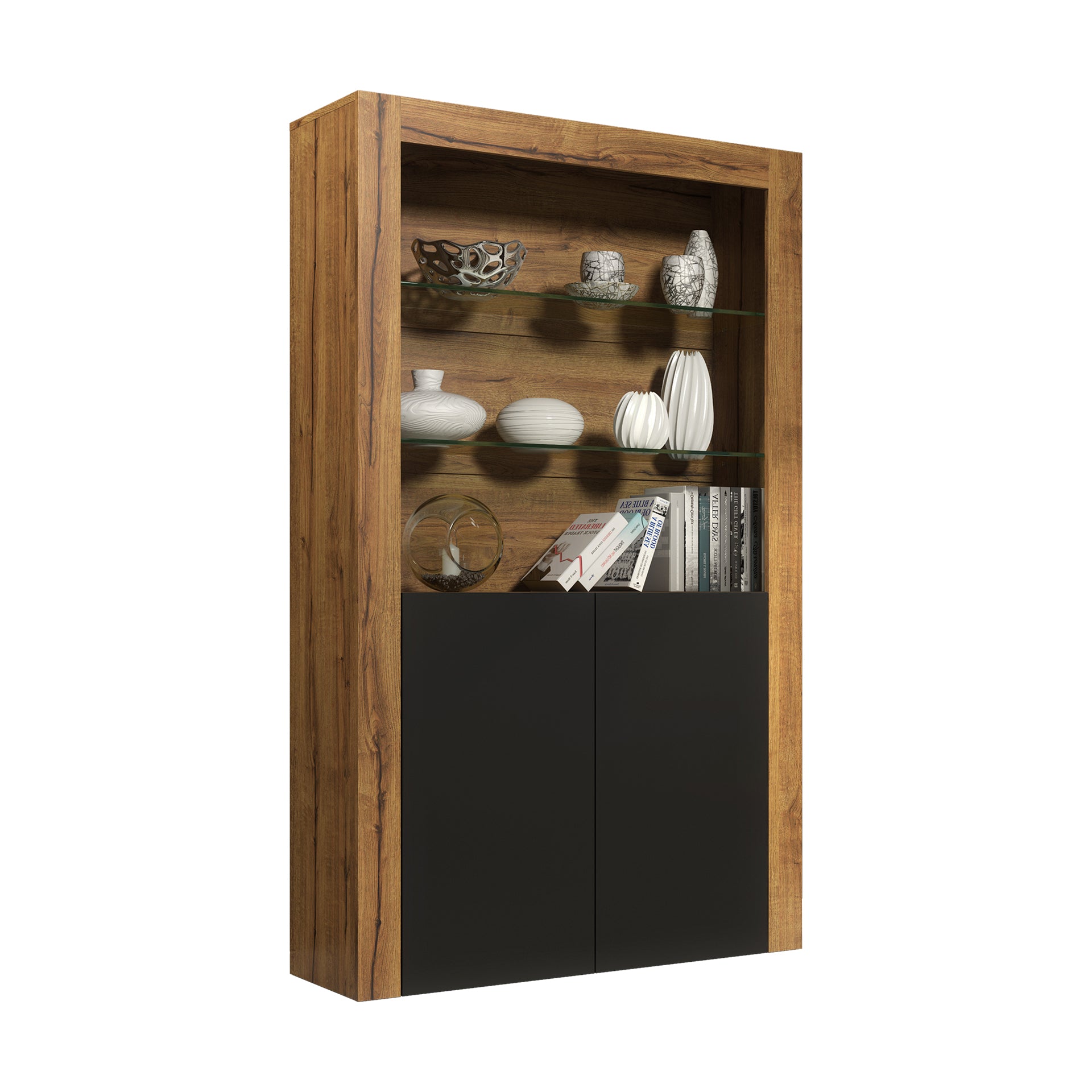 Display Cabinet – 170cm – High Gloss Doors – LED or Non-LED – Modern Showcase Sideboard – LUNARO