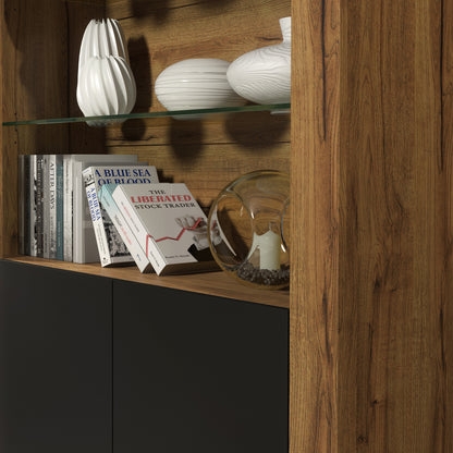 Display Cabinet – 170cm – High Gloss Doors – LED or Non-LED – Modern Showcase Sideboard – LUNARO