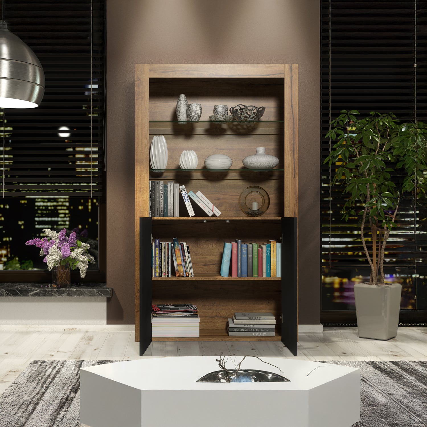 Display Cabinet – 170cm – High Gloss Doors – LED or Non-LED – Modern Showcase Sideboard – LUNARO