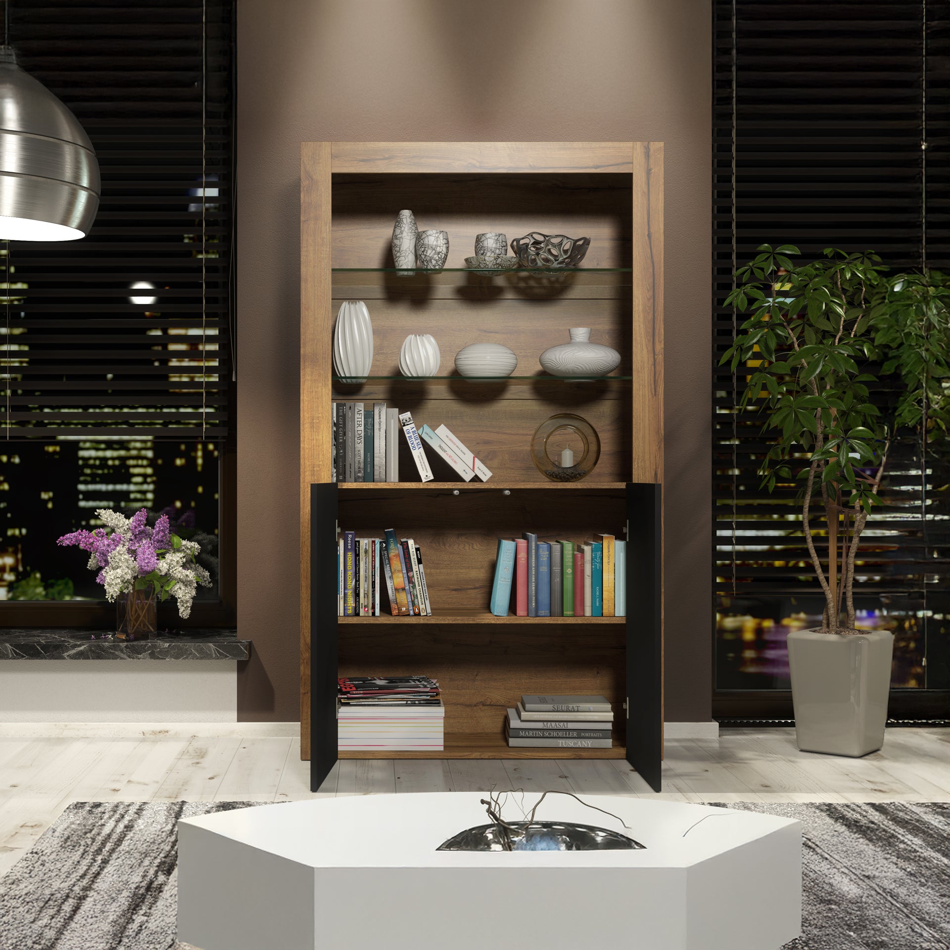 Display Cabinet – 170cm – High Gloss Doors – LED or Non-LED – Modern Showcase Sideboard – LUNARO