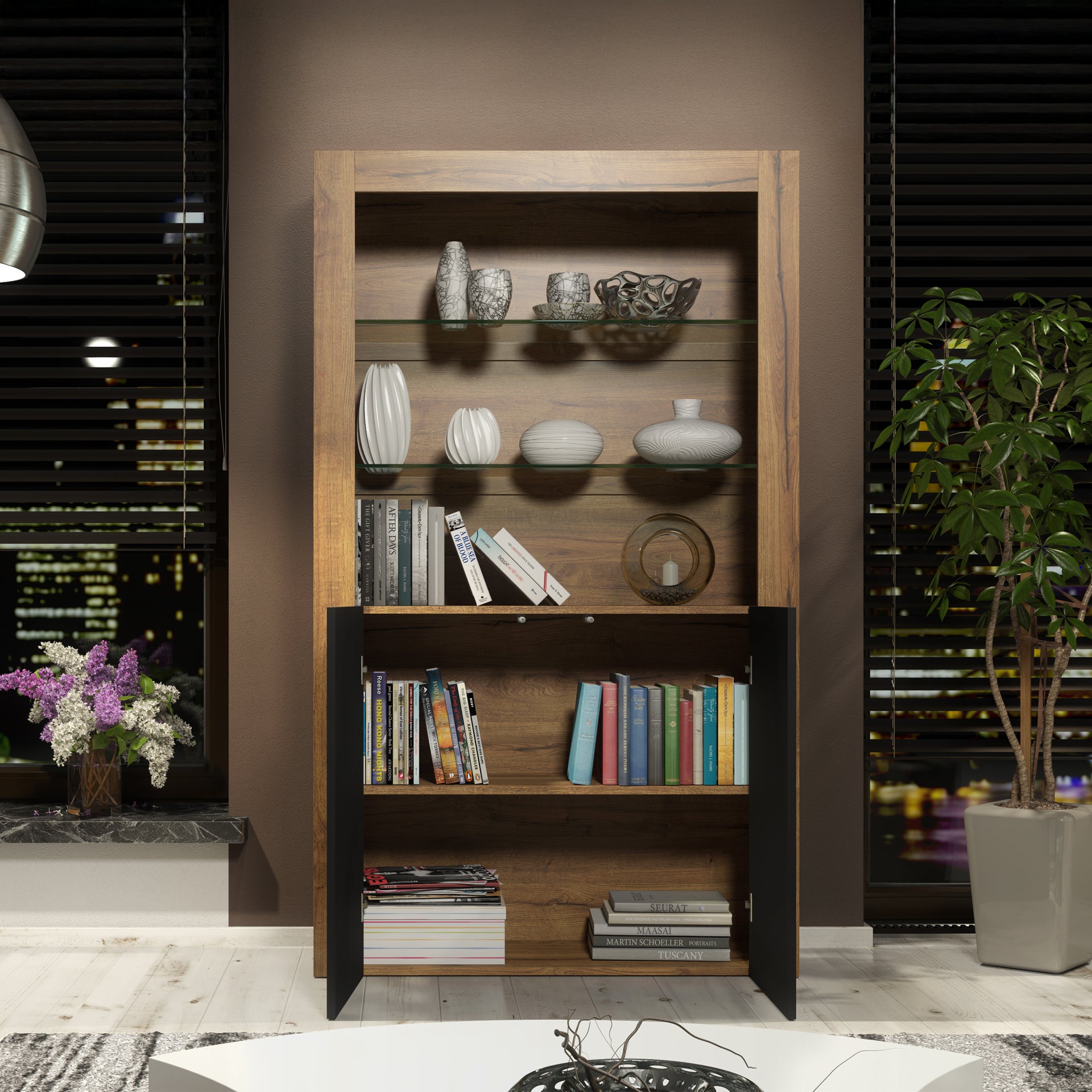 Display Cabinet – 170cm – High Gloss Doors – LED or Non-LED – Modern Showcase Sideboard – LUNARO