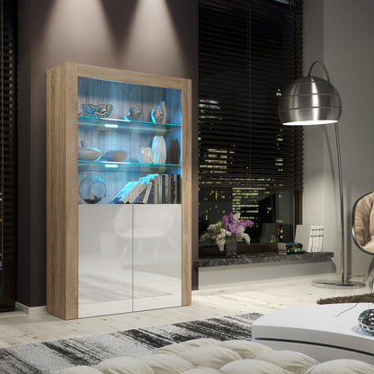 Display Cabinet – 170cm – High Gloss Doors – LED or Non-LED – Modern Showcase Sideboard – LUNARO