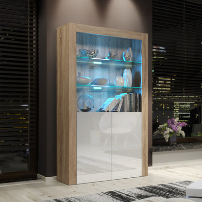Display Cabinet – 170cm – High Gloss Doors – LED or Non-LED – Modern Showcase Sideboard – LUNARO