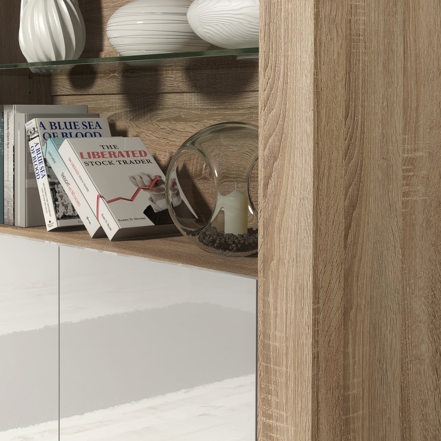 Display Cabinet – 170cm – High Gloss Doors – LED or Non-LED – Modern Showcase Sideboard – LUNARO