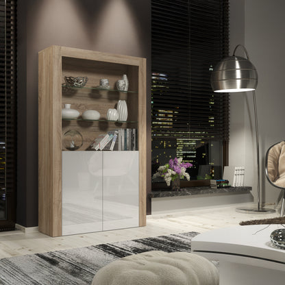 Display Cabinet – 170cm – High Gloss Doors – LED or Non-LED – Modern Showcase Sideboard – LUNARO