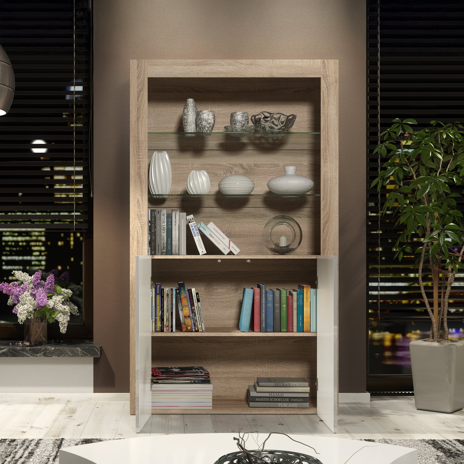 Display Cabinet – 170cm – High Gloss Doors – LED or Non-LED – Modern Showcase Sideboard – LUNARO