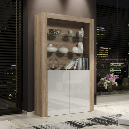 Display Cabinet – 170cm – High Gloss Doors – LED or Non-LED – Modern Showcase Sideboard – LUNARO