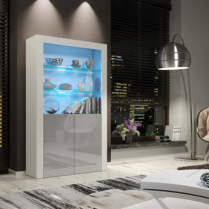Display Cabinet – 170cm – High Gloss Doors – LED or Non-LED – Modern Showcase Sideboard – LUNARO