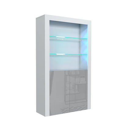 Display Cabinet – 170cm – High Gloss Doors – LED or Non-LED – Modern Showcase Sideboard – LUNARO