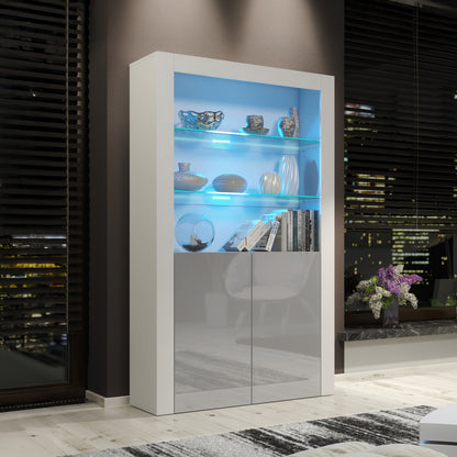Display Cabinet – 170cm – High Gloss Doors – LED or Non-LED – Modern Showcase Sideboard – LUNARO