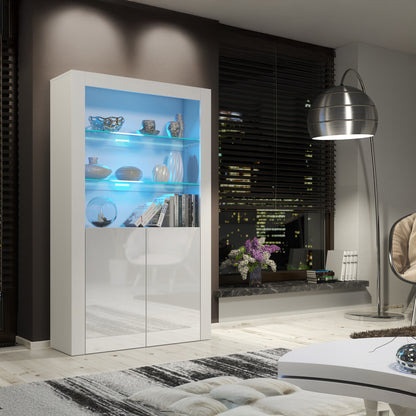 Display Cabinet – 170cm – High Gloss Doors – LED or Non-LED – Modern Showcase Sideboard – LUNARO