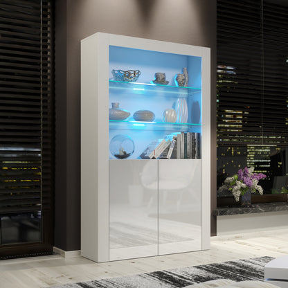 Display Cabinet – 170cm – High Gloss Doors – LED or Non-LED – Modern Showcase Sideboard – LUNARO