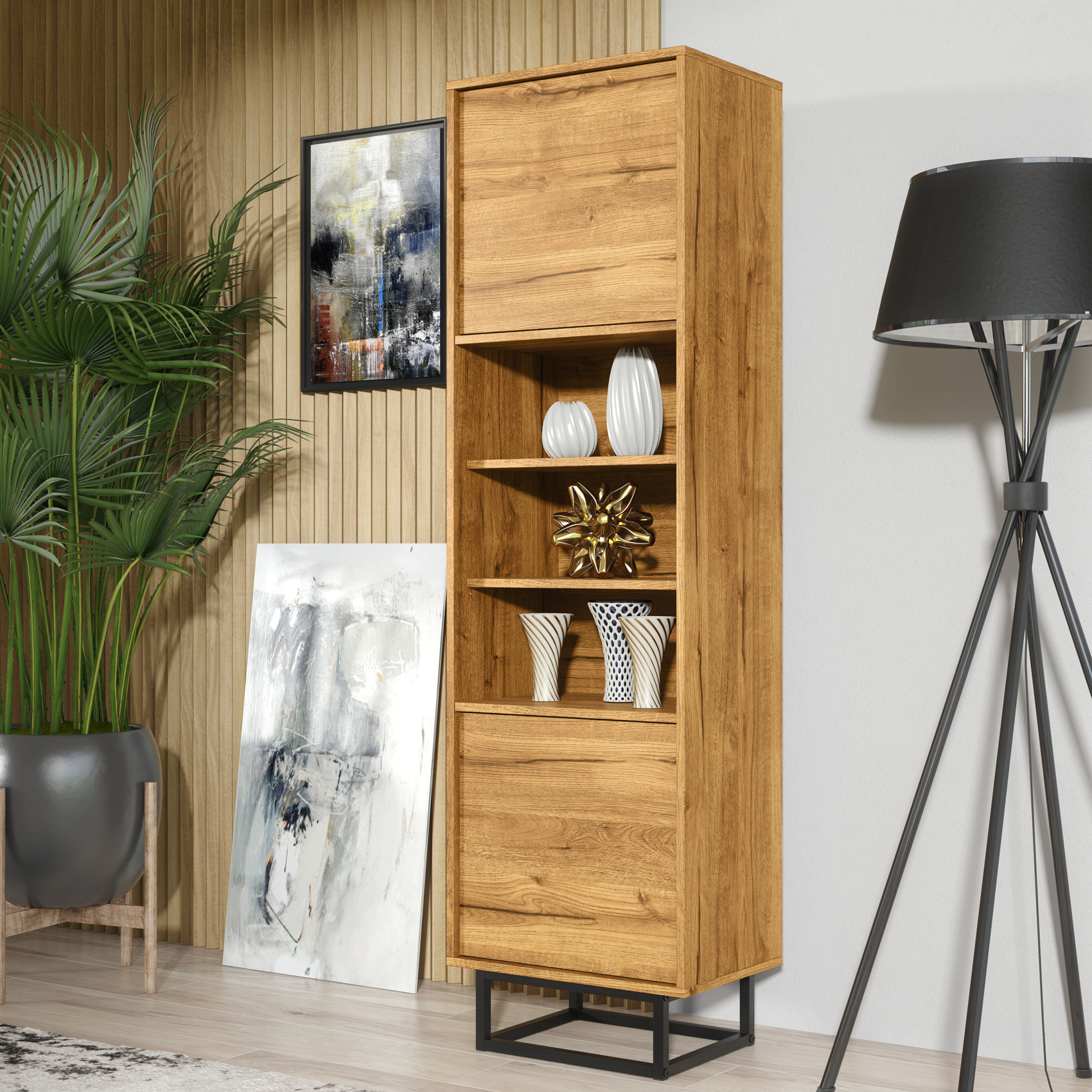 Display Cabinet – 175cm – Tall Storage Unit – Modern Industrial Design – FERRANO Collection