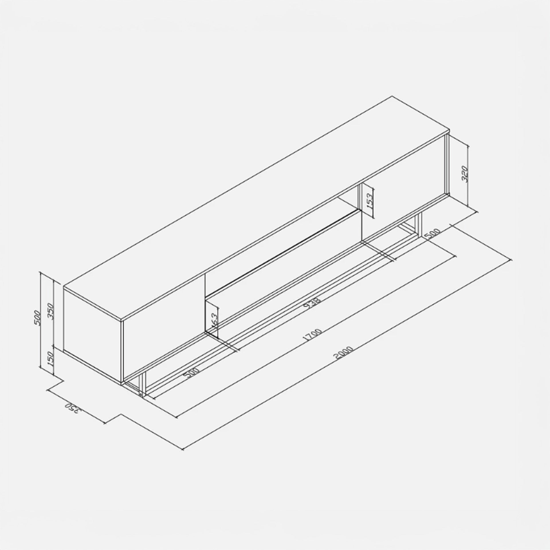 TV Stand – 200cm – Grooved Doors – Gold Legs – Storage Drawer – LIVARO Collection