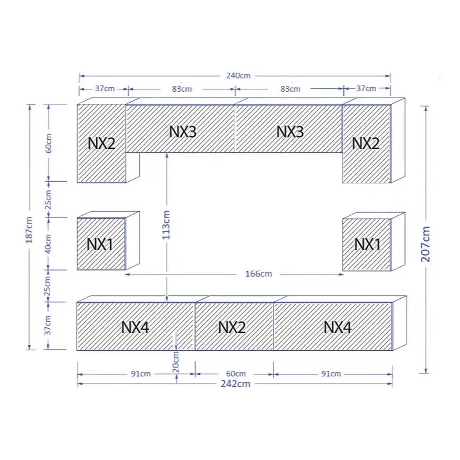 Wall Unit – High Gloss Doors – Free LED Lighting – Floating TV Cabinet Set – NOVA