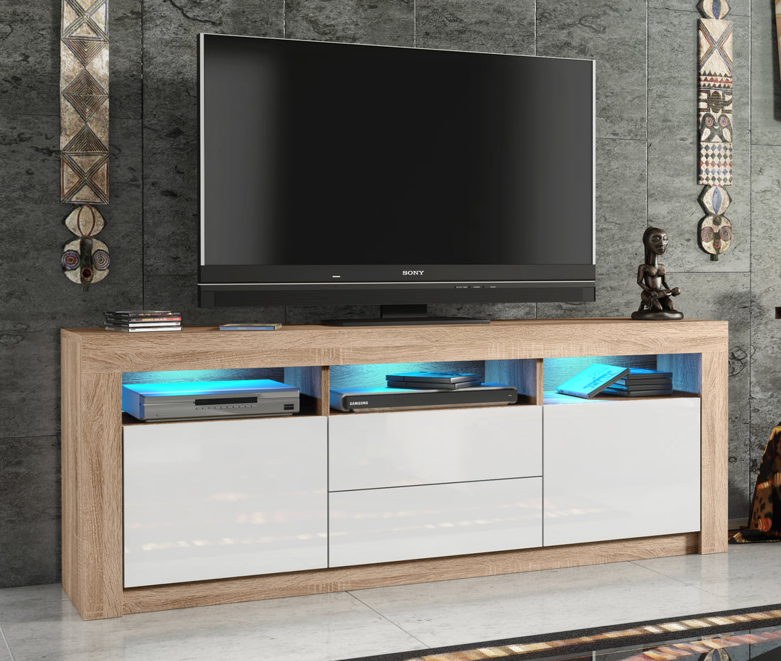 TV Stand – 160cm – High Gloss Doors – LED or Non-LED – Modern Storage Cabinet – LUNARO