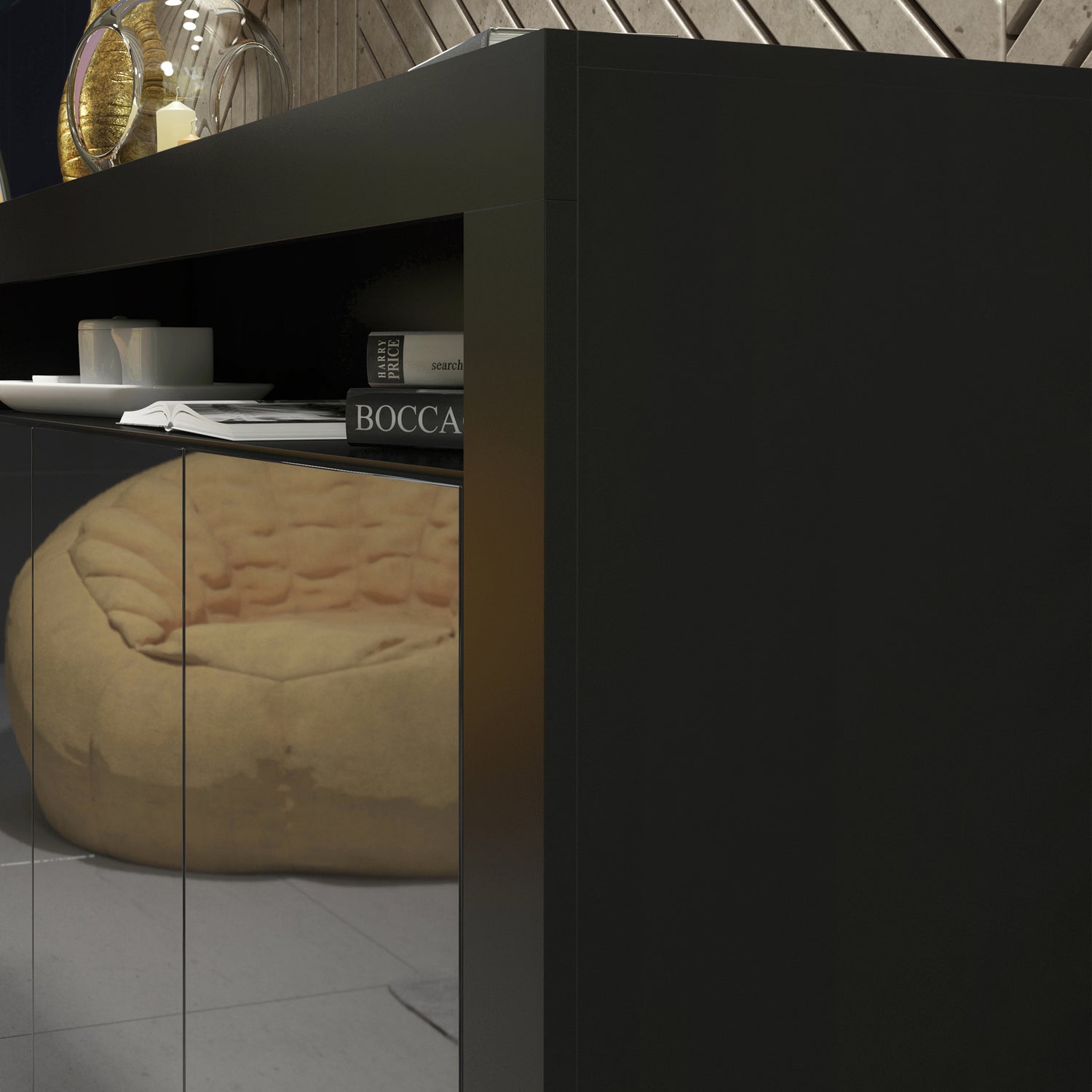 Sideboard Cabinet – 155cm – High Gloss Doors – LED or Non-LED – Modern Storage Unit – LUNARO