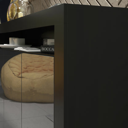 Sideboard Cabinet – 155cm – High Gloss Doors – LED or Non-LED – Modern Storage Unit – LUNARO