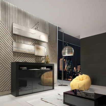 Sideboard Cabinet – 155cm – High Gloss Doors – LED or Non-LED – Modern Storage Unit – LUNARO