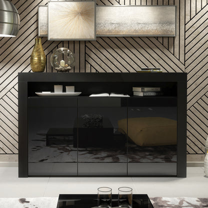 Sideboard Cabinet – 155cm – High Gloss Doors – LED or Non-LED – Modern Storage Unit – LUNARO