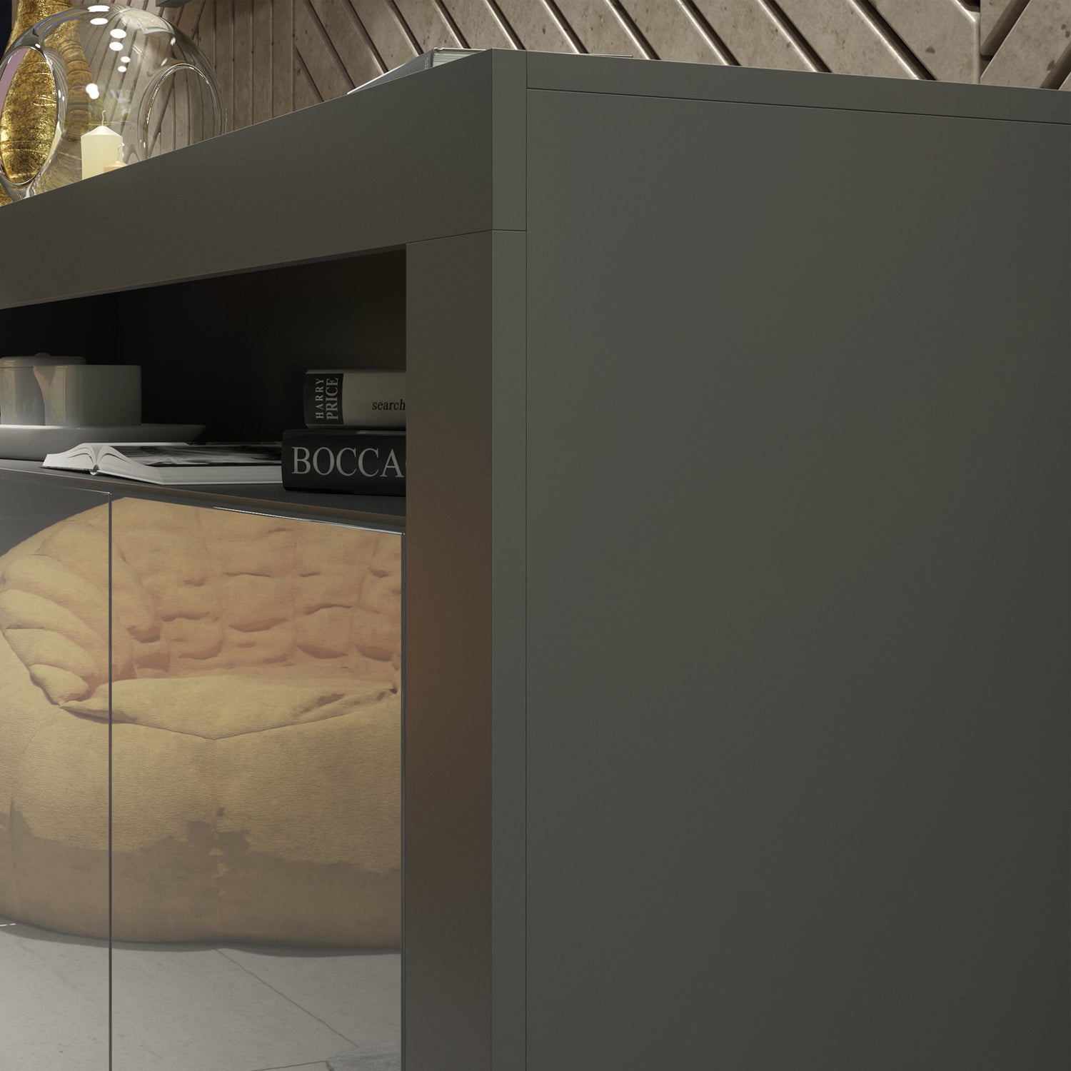 Sideboard Cabinet – 155cm – High Gloss Doors – LED or Non-LED – Modern Storage Unit – LUNARO