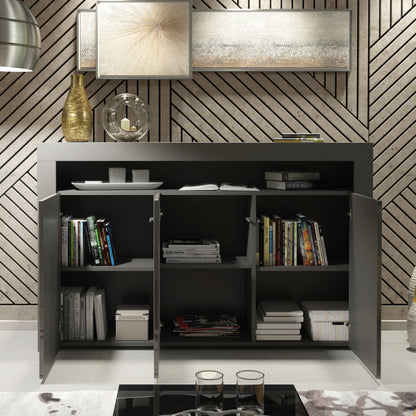 Sideboard Cabinet – 155cm – High Gloss Doors – LED or Non-LED – Modern Storage Unit – LUNARO