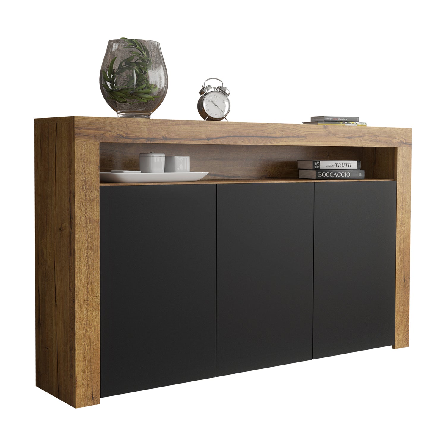 Sideboard Cabinet – 155cm – High Gloss Doors – LED or Non-LED – Modern Storage Unit – LUNARO