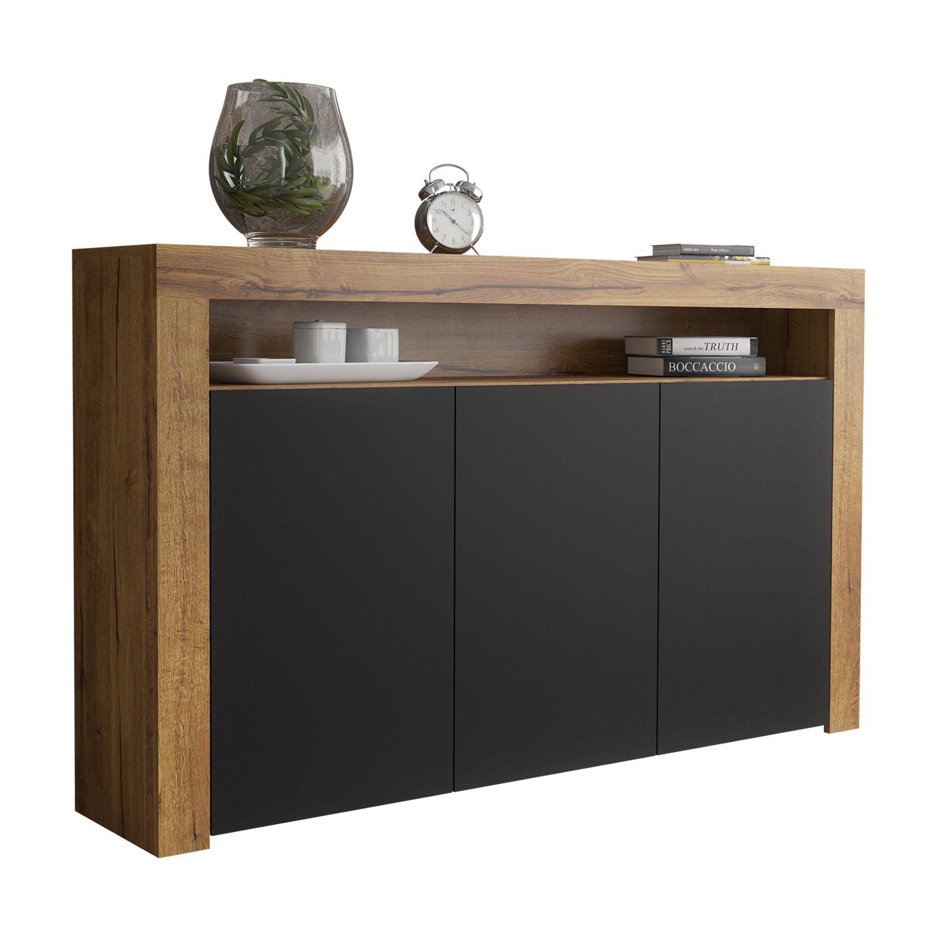 Sideboard Cabinet – 155cm – High Gloss Doors – LED or Non-LED – Modern Storage Unit – LUNARO