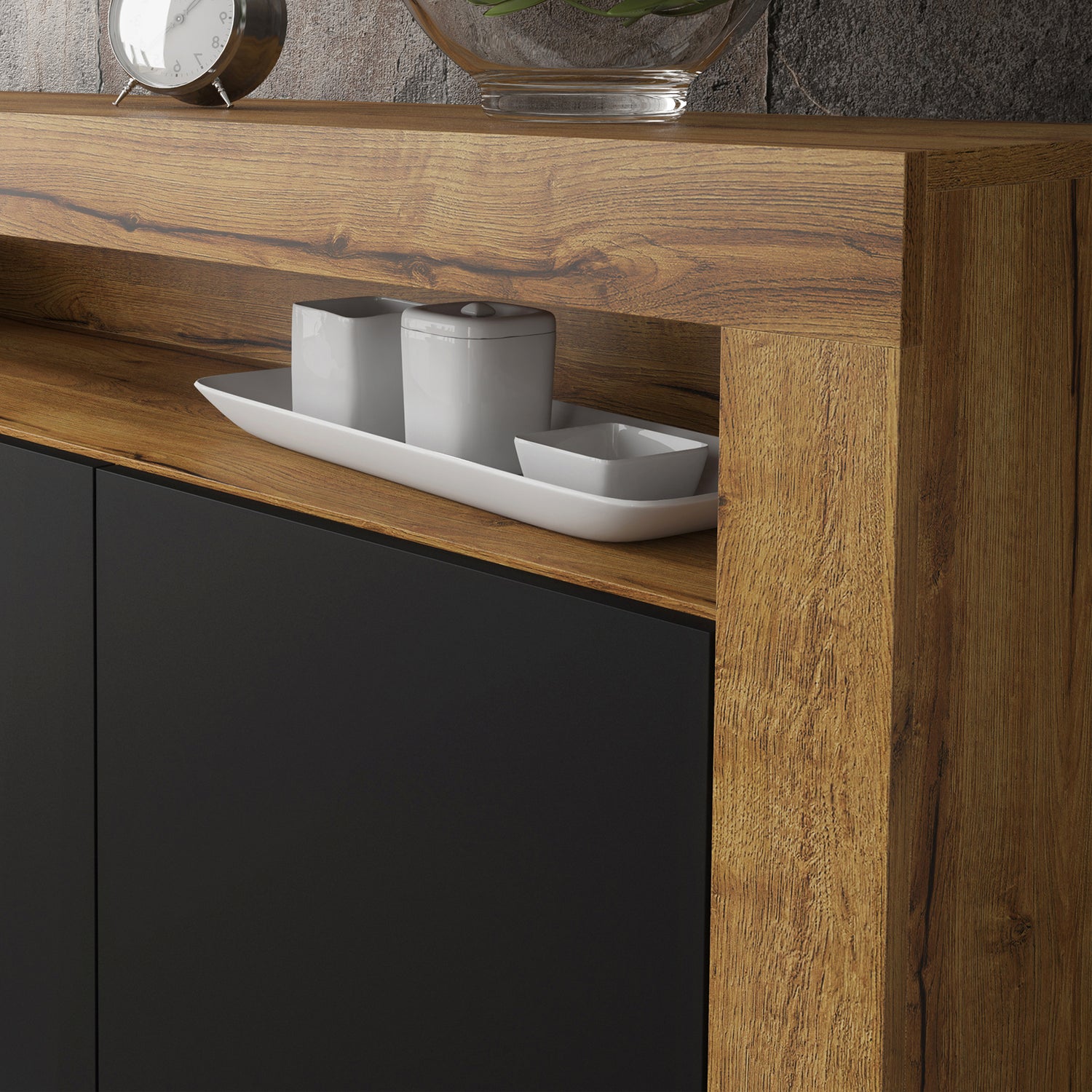 Sideboard Cabinet – 155cm – High Gloss Doors – LED or Non-LED – Modern Storage Unit – LUNARO