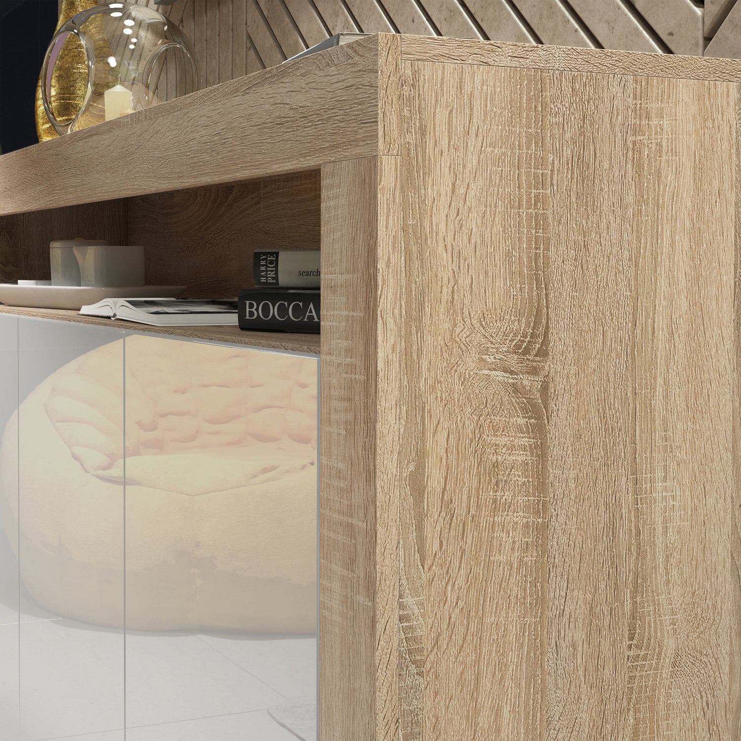 Sideboard Cabinet – 155cm – High Gloss Doors – LED or Non-LED – Modern Storage Unit – LUNARO