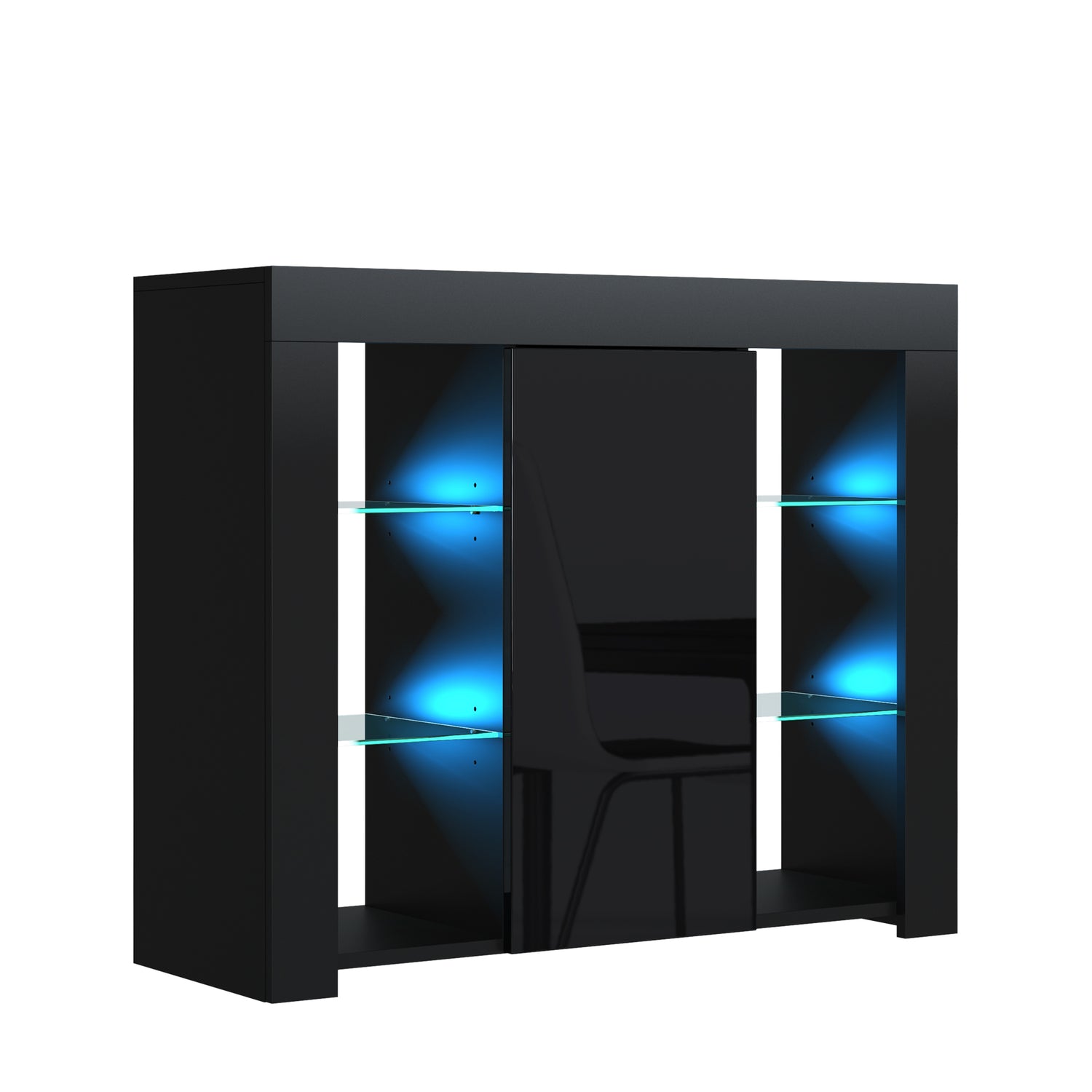 Modern Sideboard Cabinet | 97.5cm | High Gloss Door | LED or Non-LED | Black, Dark Grey, Oak &amp; Black, Oak &amp; White, White &amp; Grey, White