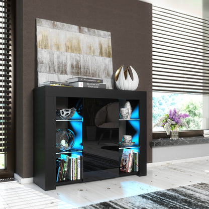 Modern Sideboard Cabinet | 97.5cm | High Gloss Door | LED or Non-LED | Black, Dark Grey, Oak &amp; Black, Oak &amp; White, White &amp; Grey, White